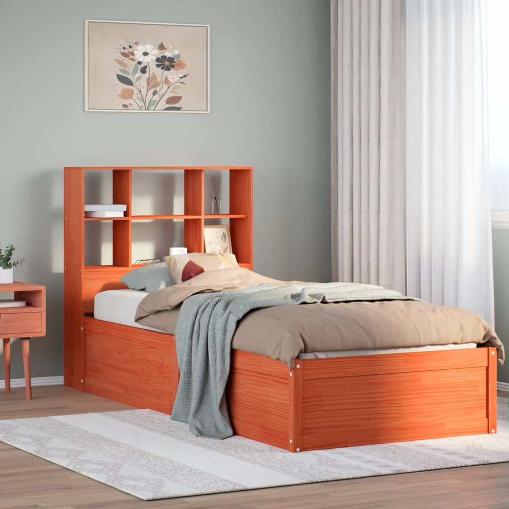 Vetonek Estructura de cama sin colchón madera maciza marrón 75x190 cm