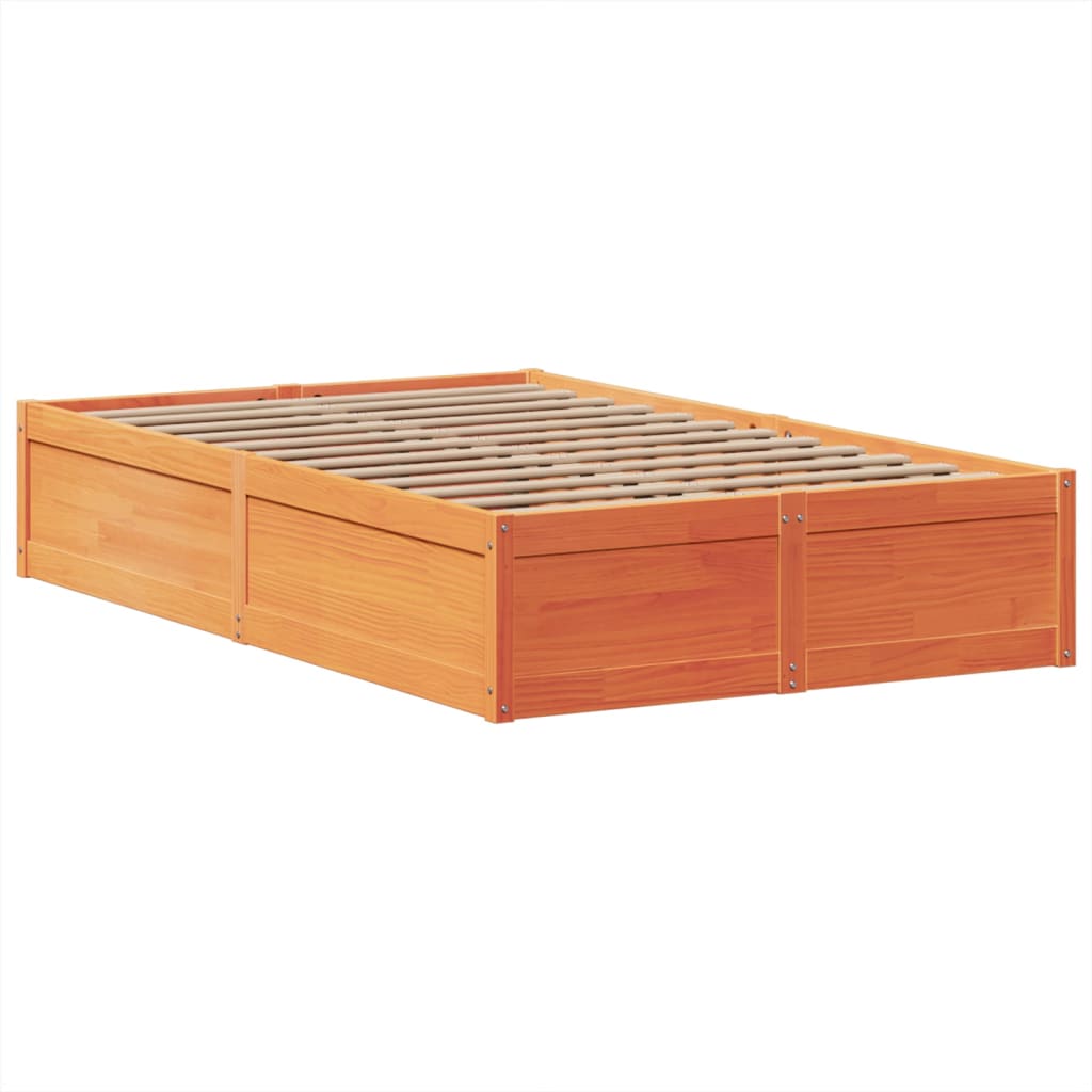Estructura de cama sin colchón madera maciza marrón 135x190 cm v2983 - Vetonek