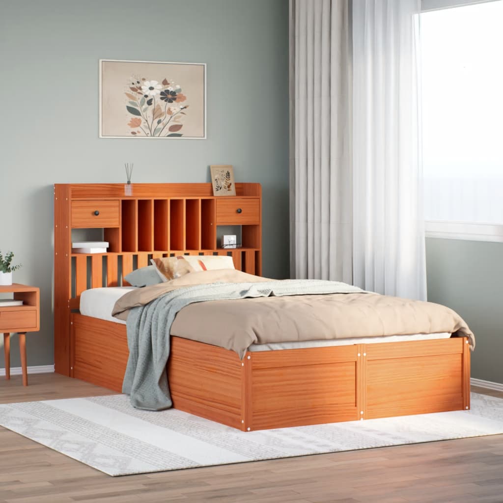 Estructura de cama sin colchón madera maciza marrón 135x190 cm v2983 Vetonek