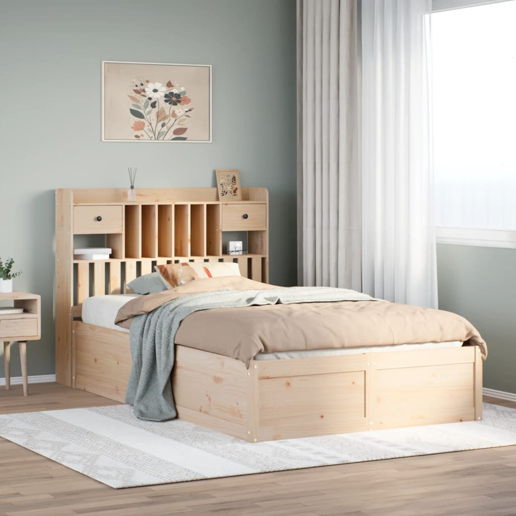 Vetonek Estructura de cama sin colchón madera maciza de pino 120x190 cm