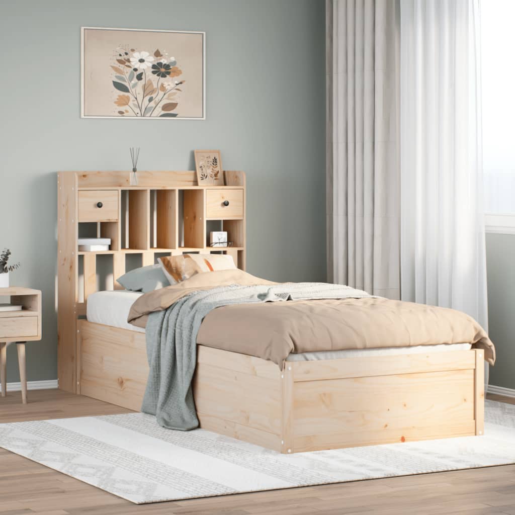 Vetonek Estructura de cama sin colchón madera maciza de pino 90x190 cm