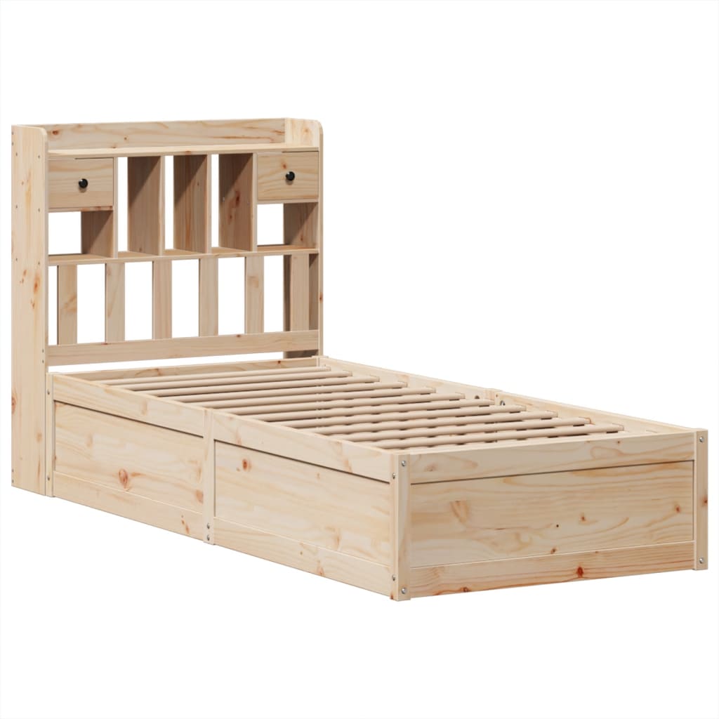 Estructura de cama sin colchón madera maciza pino 75x190 cm v3058 - Vetonek