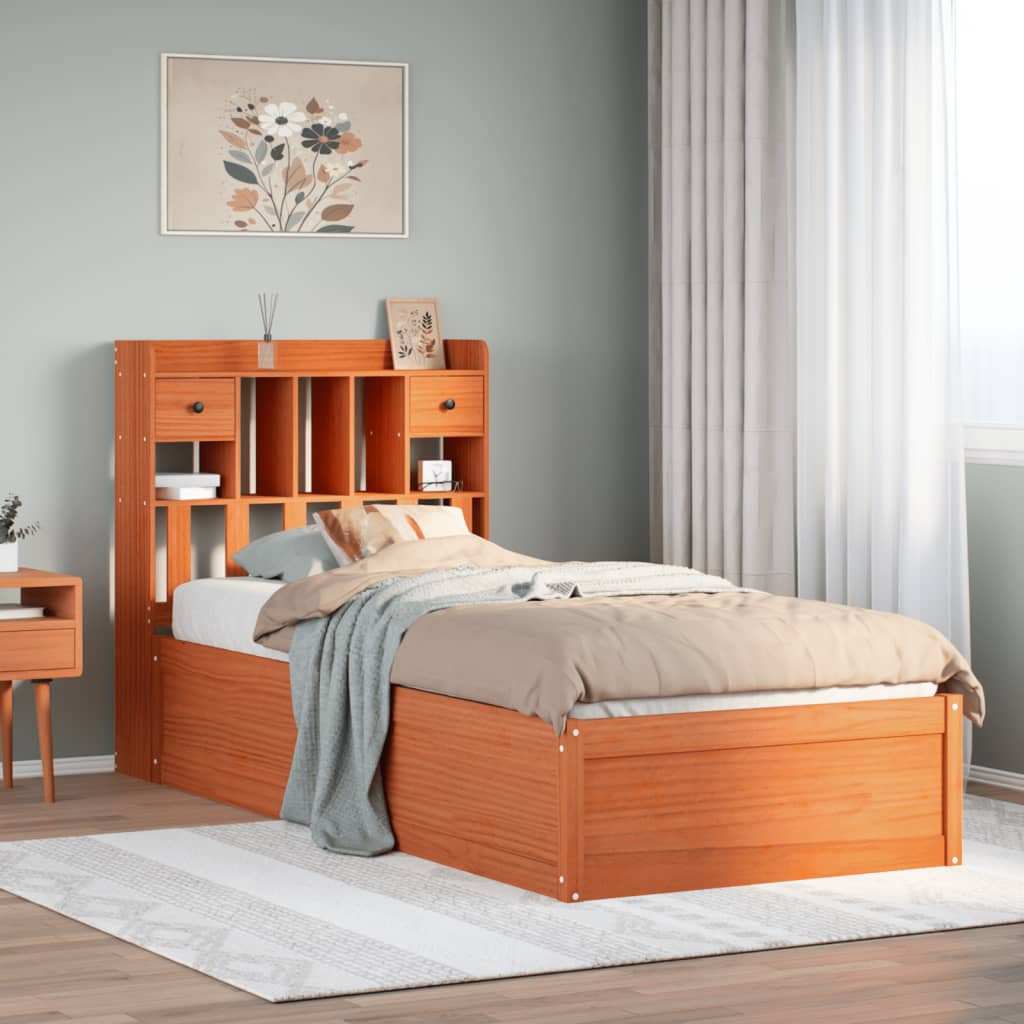 Vetonek Estructura de cama sin colchón madera maciza marrón 75x190 cm