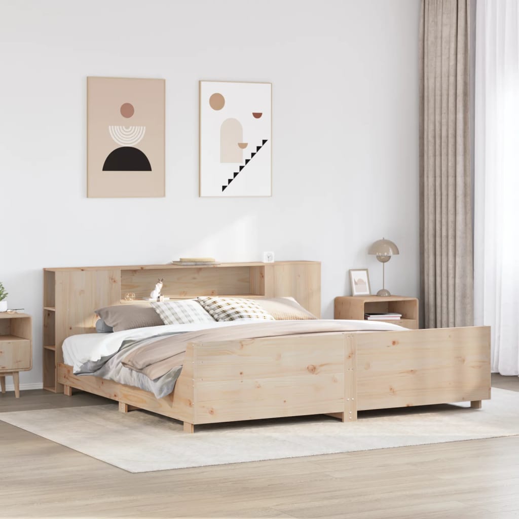 Vetonek Estructura de cama sin colchón madera maciza de pino 180x200 cm