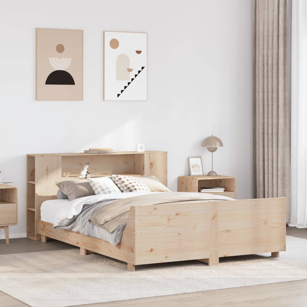 Vetonek Estructura de cama sin colchón madera maciza de pino 140x190 cm