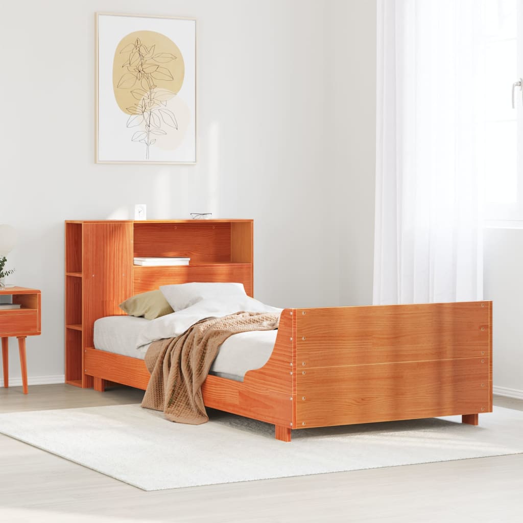 Vetonek Estructura de cama sin colchón madera maciza marrón 90x190 cm