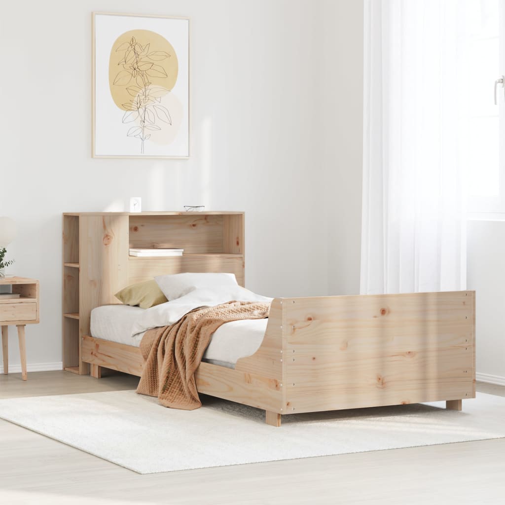 Vetonek Estructura de cama sin colchón madera maciza pino 75x190 cm