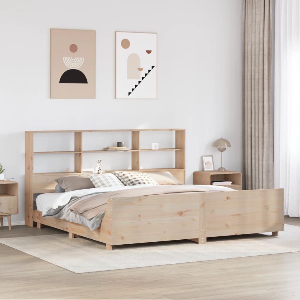 Estructura de cama sin colchón madera maciza de pino 180x200 cm V4673 Vetonek