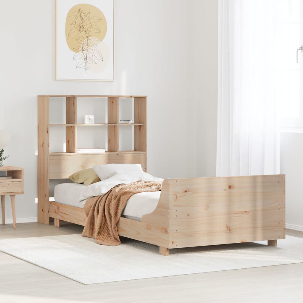 Vetonek Estructura de cama sin colchón madera maciza de pino 90x200 cm