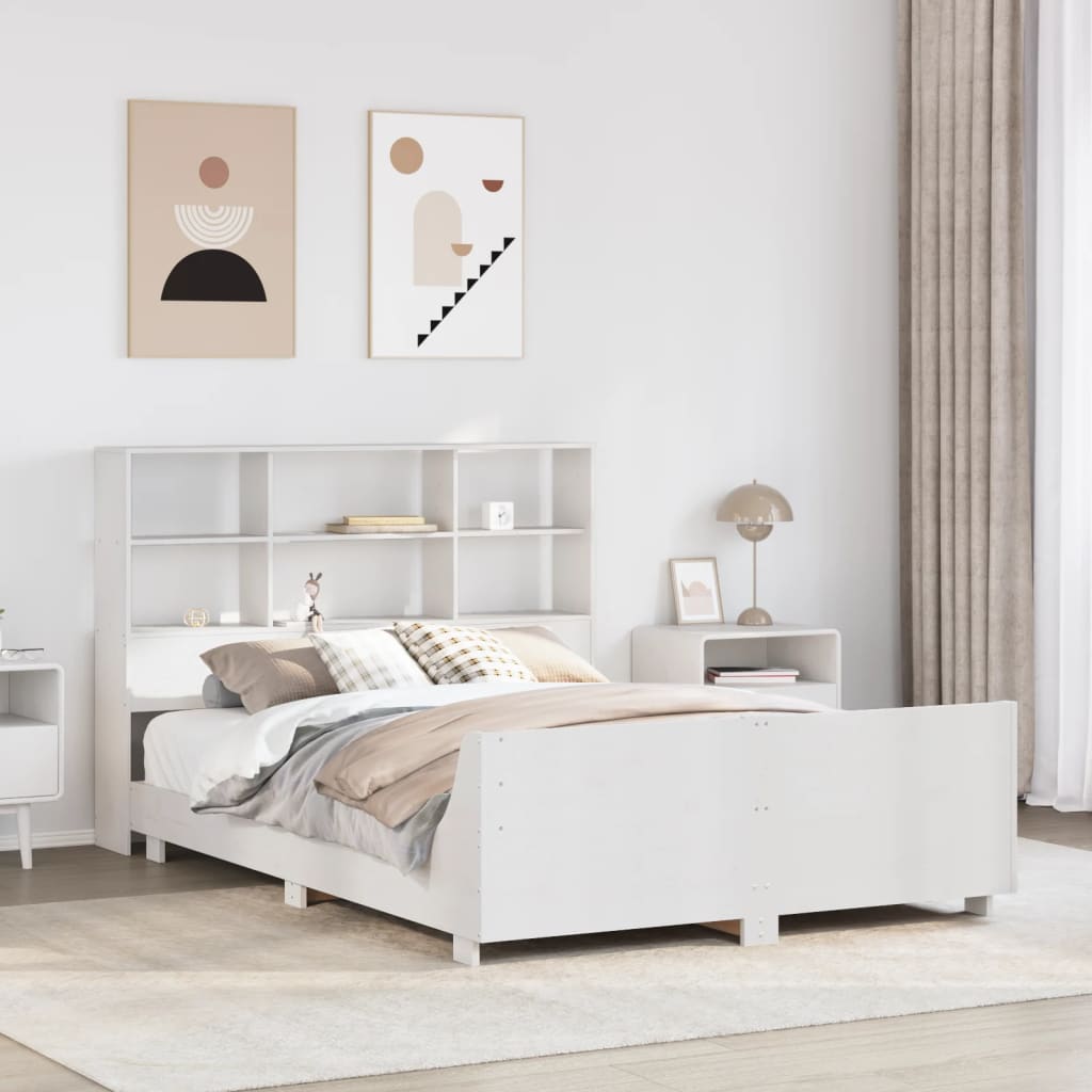 Vetonek Estructura de cama sin colchón madera de pino blanca 140x190 cm