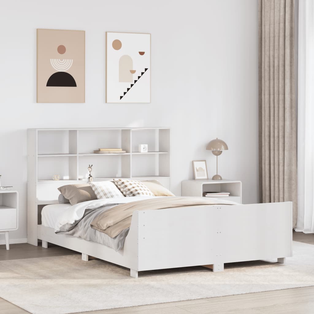 Vetonek Estructura de cama sin colchón madera de pino blanco 135x190 cm