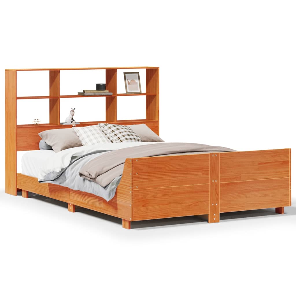 Vetonek Estructura de cama sin colchón madera maciza marrón 135x190 cm