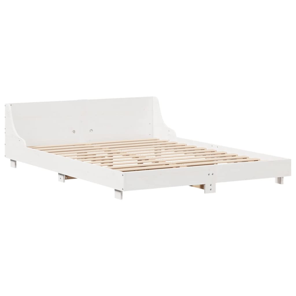 Estructura de cama sin colchón madera maciza blanca 120x190 cm V4956 Vetonek