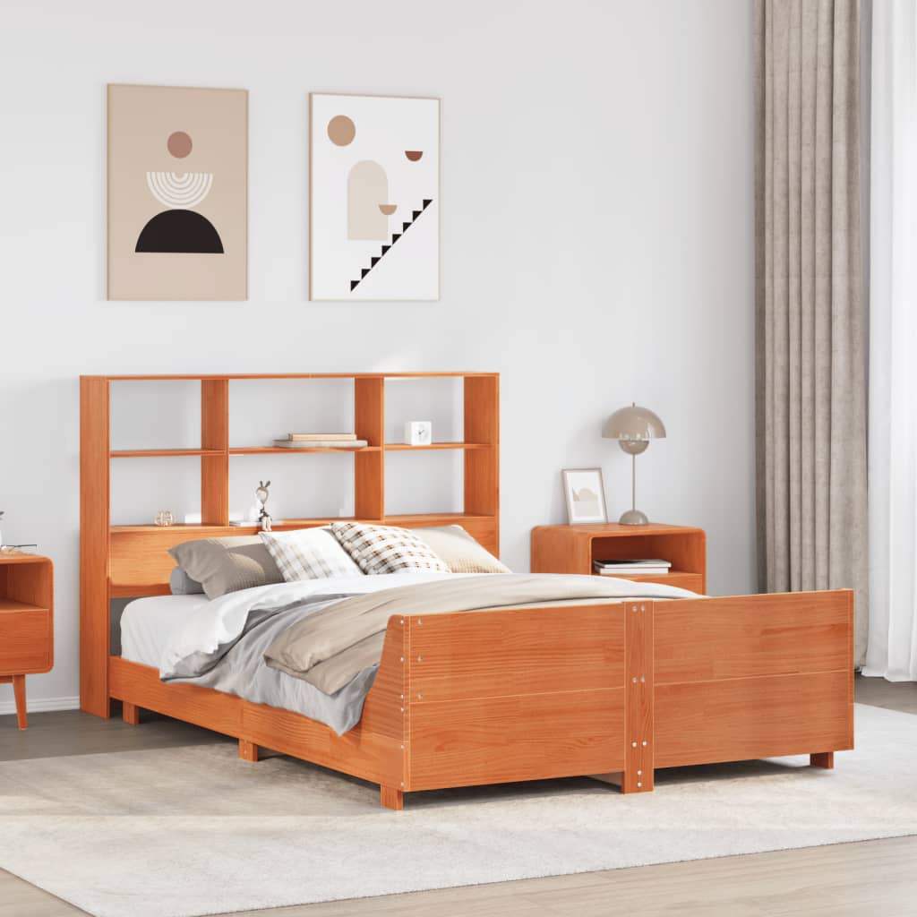 Estructura de cama sin colchón madera maciza marrón 120x190 cm v4963 Vetonek