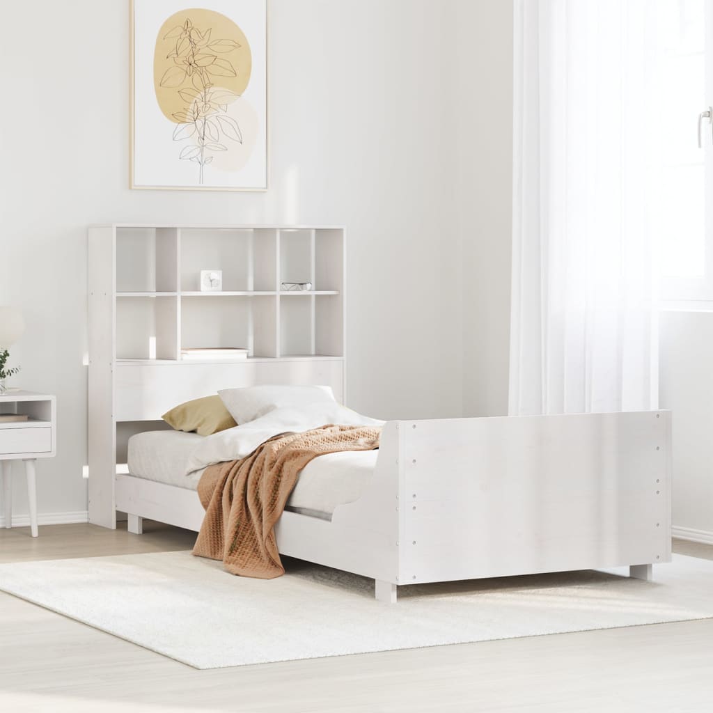 Vetonek Estructura de cama sin colchón madera maciza blanca 90x190 cm