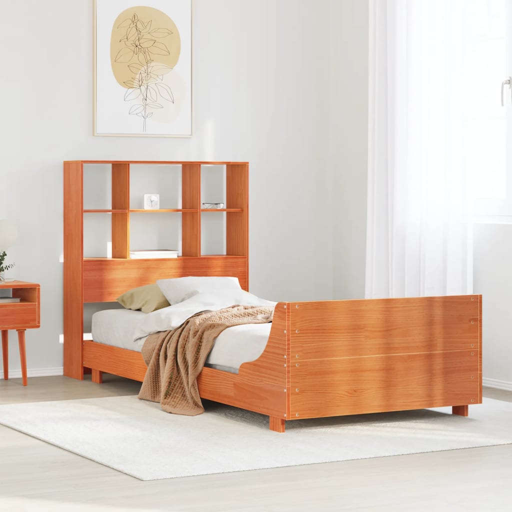 Vetonek Estructura de cama sin colchón madera maciza marrón 90x190 cm