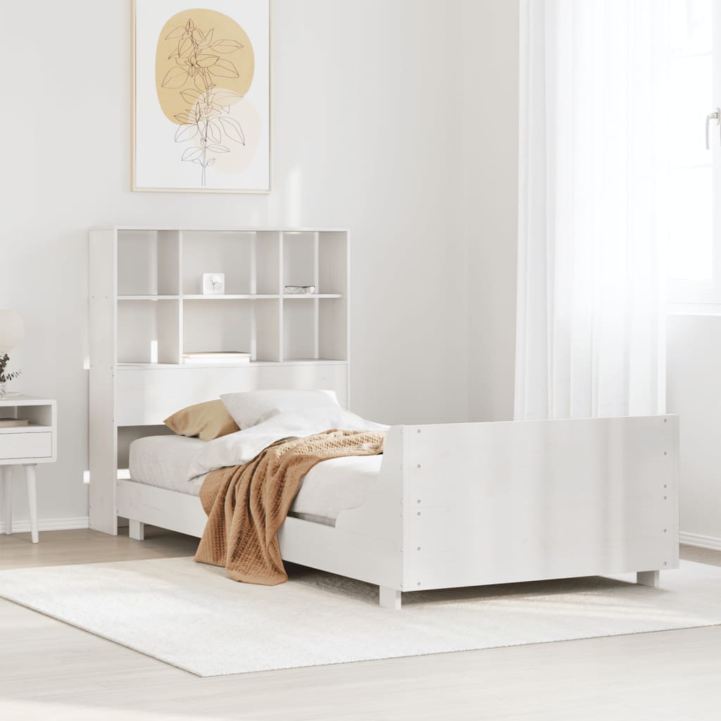 Vetonek Estructura de cama sin colchón madera maciza blanca 75x190 cm