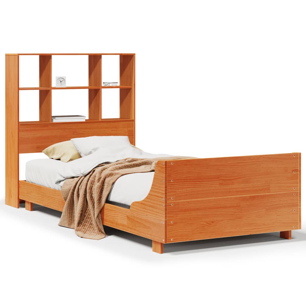 Vetonek Estructura de cama sin colchón madera maciza marrón 75x190 cm