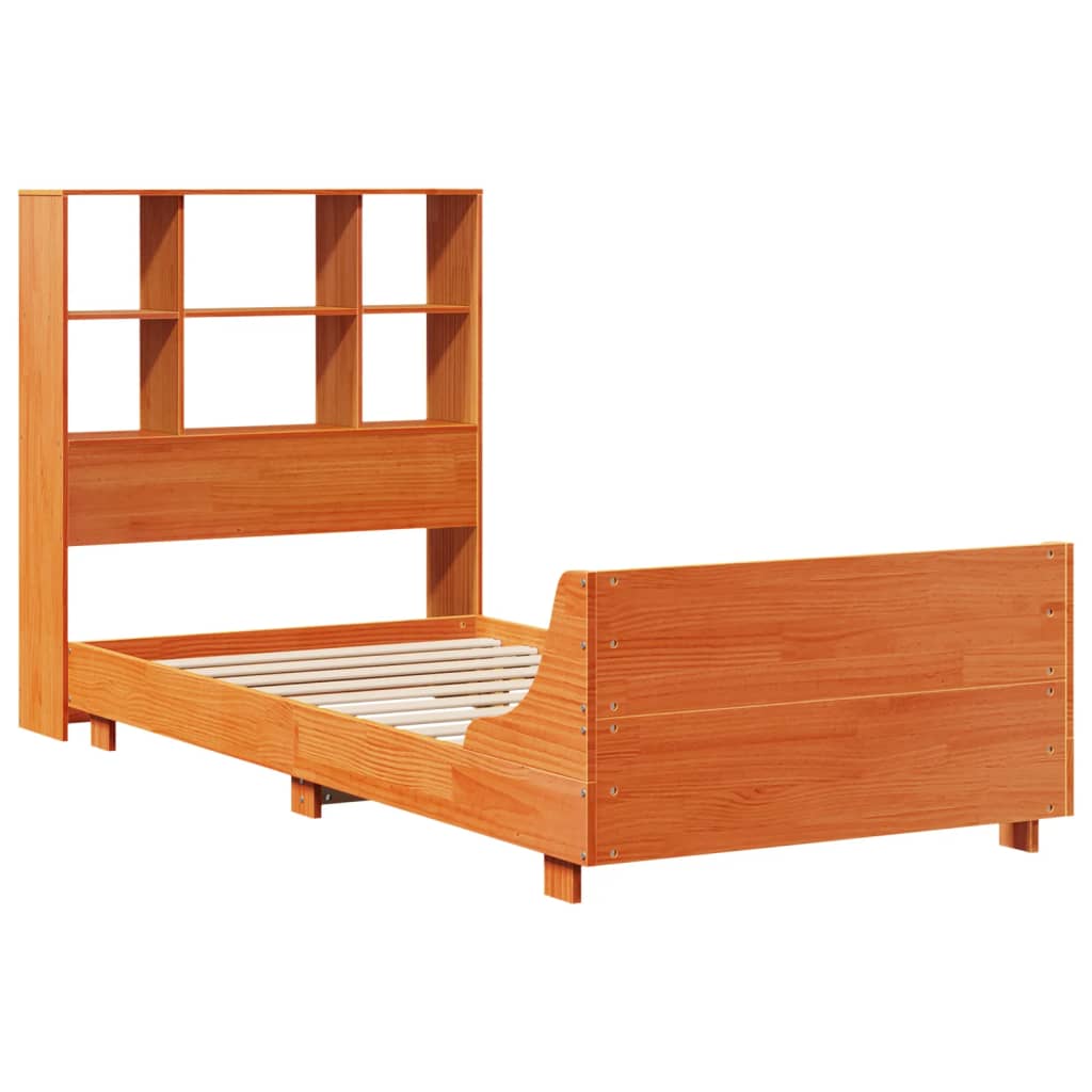Estructura de cama sin colchón madera maciza marrón 75x190 cm v5021 - Vetonek