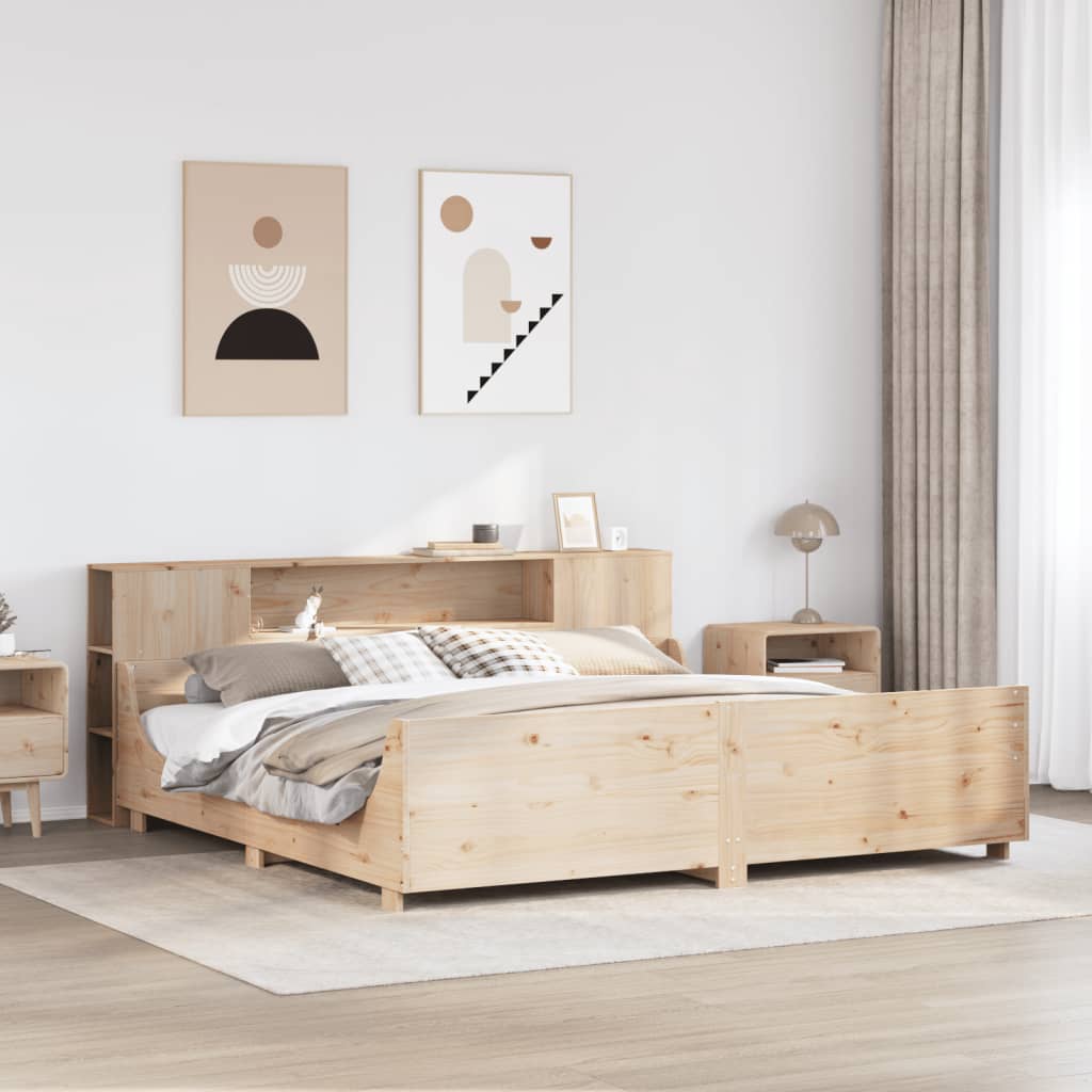 Vetonek Estructura de cama sin colchón madera maciza de pino 180x200 cm