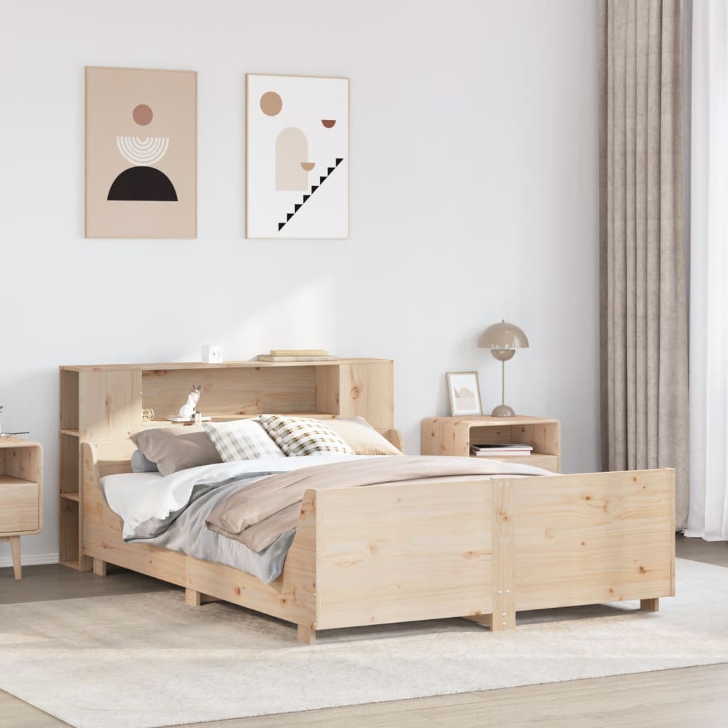 Vetonek Estructura de cama sin colchón madera maciza de pino 140x190 cm