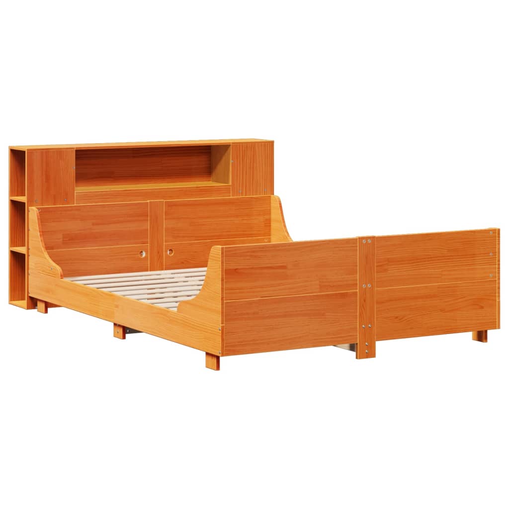Estructura de cama sin colchón madera maciza marrón 135x190 cm v5656 - Vetonek