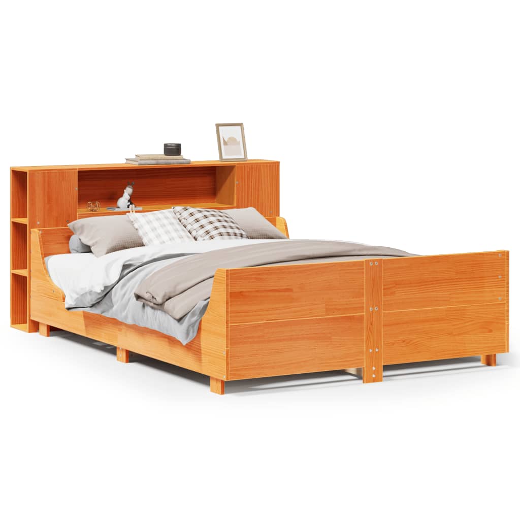 Vetonek Estructura de cama sin colchón madera maciza marrón 120x190 cm