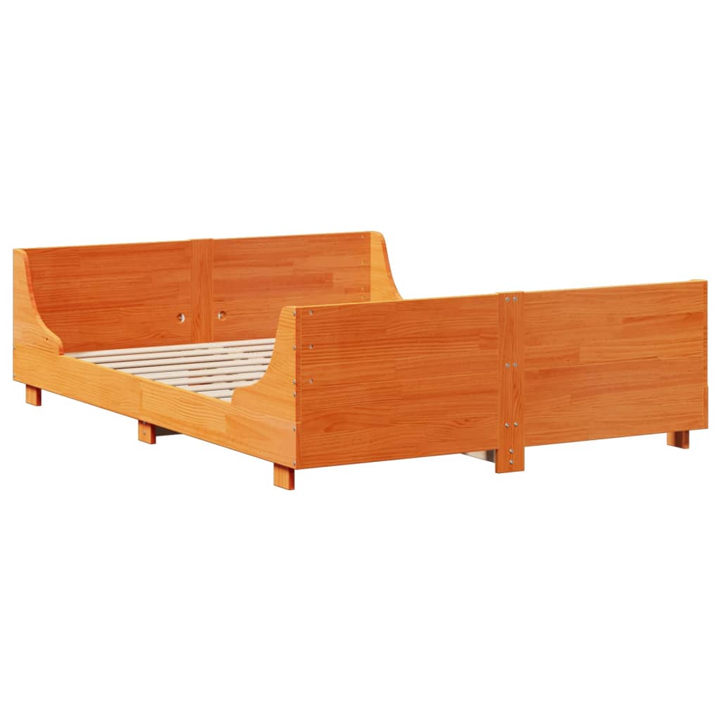 Estructura de cama sin colchón madera maciza marrón 120x190 cm v5687 - Vetonek