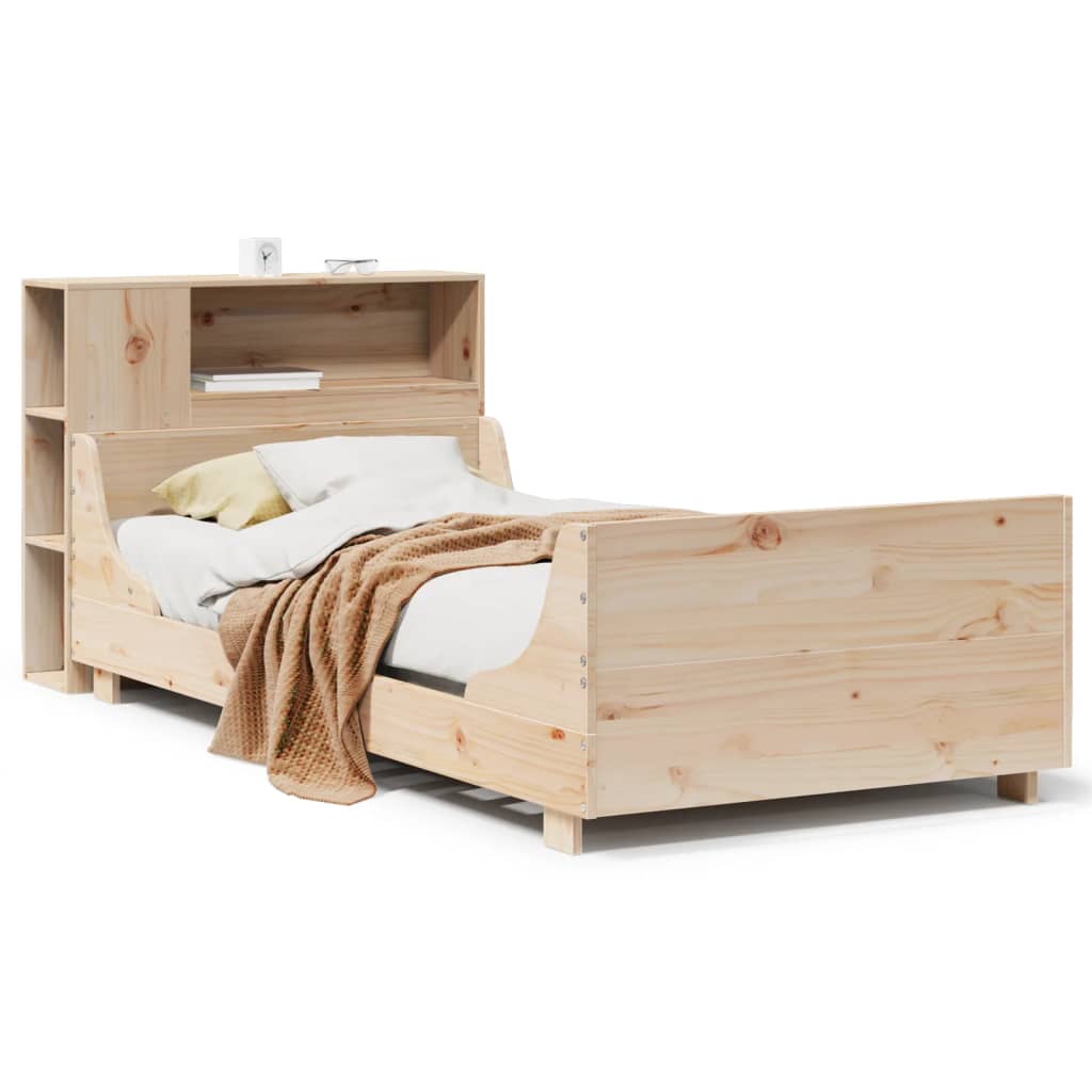 Vetonek Estructura de cama sin colchón madera maciza de pino 90x190 cm