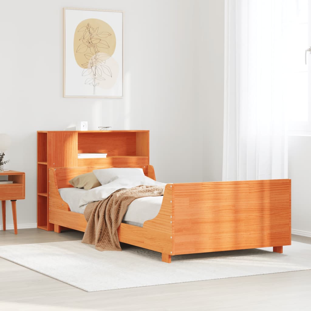 Vetonek Estructura de cama sin colchón madera maciza marrón 90x190 cm