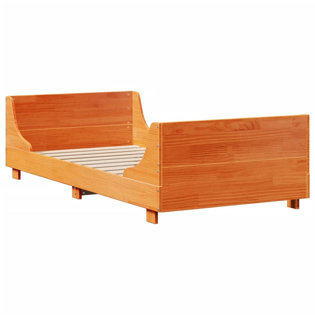 Estructura de cama sin colchón madera maciza marrón 90x190 cm v5779 - Vetonek