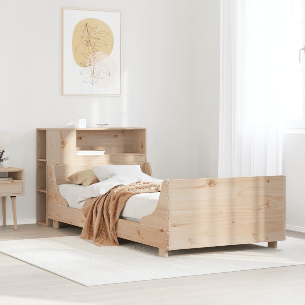 Vetonek Estructura de cama sin colchón madera maciza pino 75x190 cm