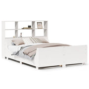 Cama con estantería sin colchón madera maciza blanca 120x190 cm V6127 Vetonek