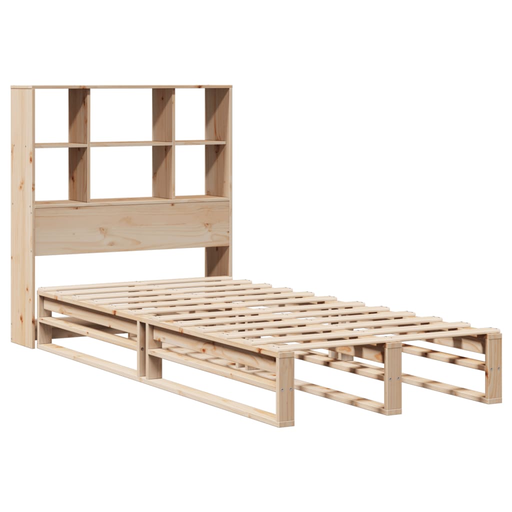 Cama con estantería sin colchón madera maciza 90x200 cm V6981 Vetonek