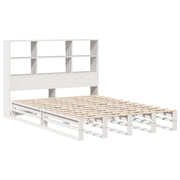 Cama con estantería sin colchón madera maciza blanca 120x200 cm V7056 Vetonek