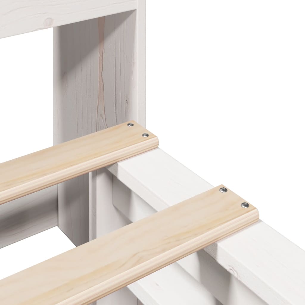 Cama con estantería sin colchón madera maciza blanca 120x200 cm V7056 Vetonek