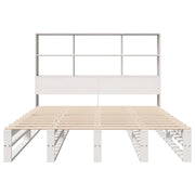Cama con estantería sin colchón madera maciza blanca 150x200 cm v7117 - Vetonek