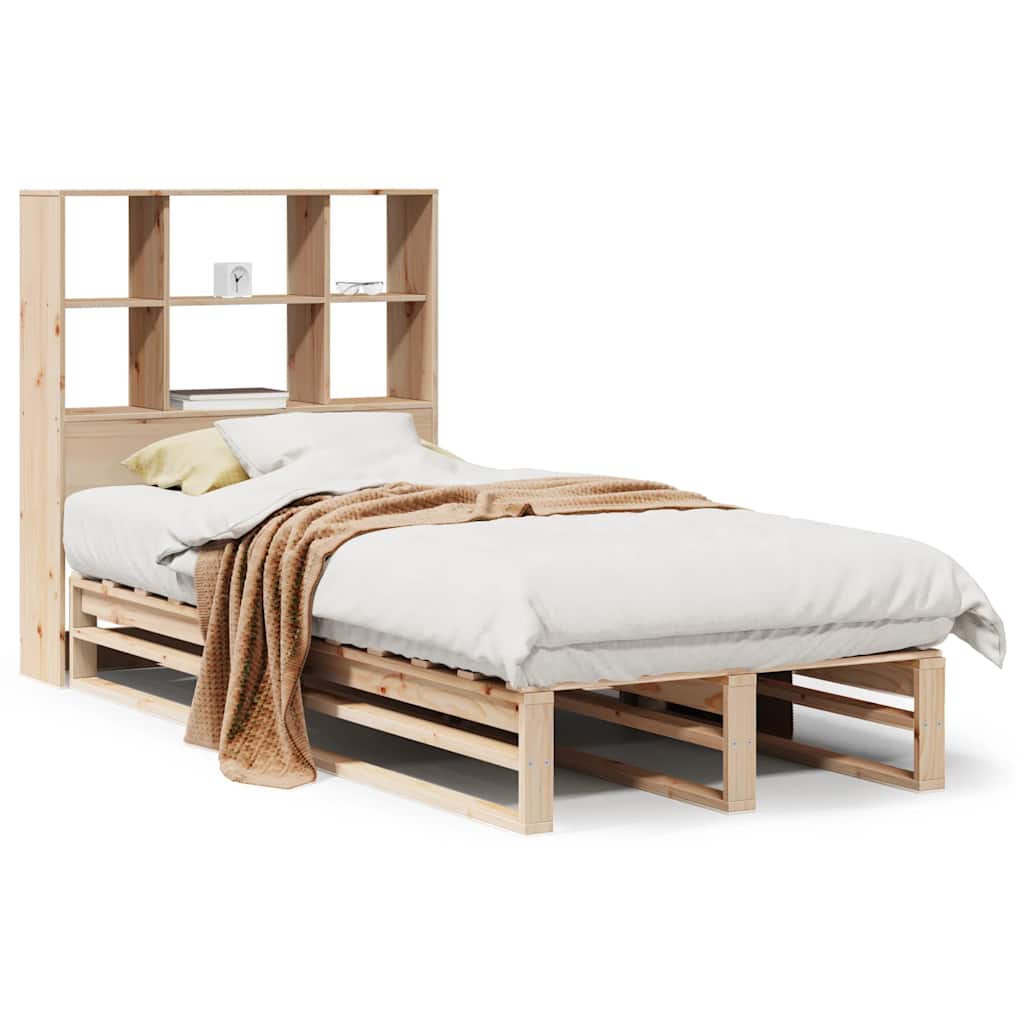 Lit avec étagère sans matelas bois massif 90x190 cm V7254 Vetonek