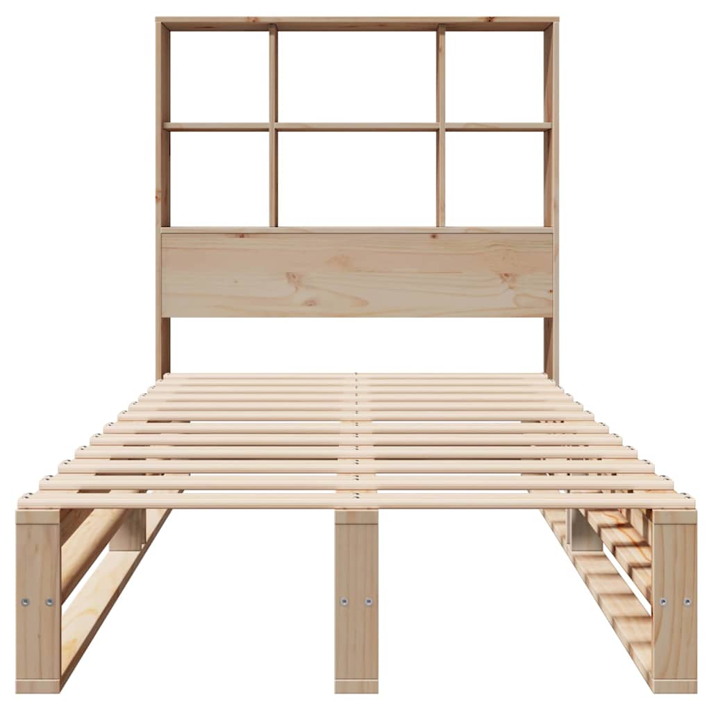 Lit avec étagère sans matelas bois massif 90x190 cm V7254 Vetonek