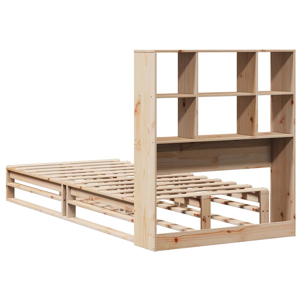 Lit avec étagère sans matelas bois massif 90x190 cm V7254 Vetonek