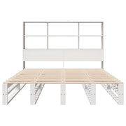 Cama con estantería sin colchón madera maciza blanca 120x190 cm V7292 Vetonek