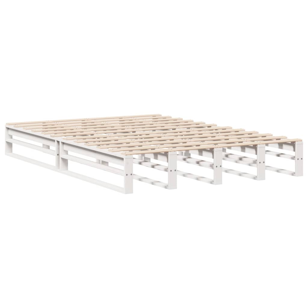 Cama con estantería sin colchón madera maciza blanca 120x190 cm V7292 Vetonek