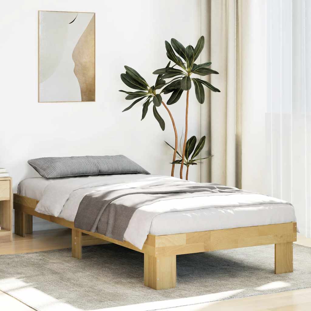 Vetonek Estructura de cama sin colchón 90x200 cm madera maciza roble