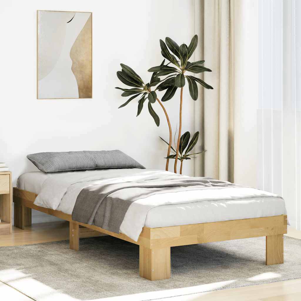 Vetonek Estructura de cama sin colchón 100x200 cm madera maciza roble