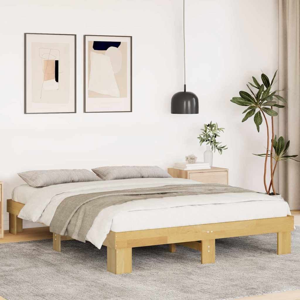 Vetonek Estructura de cama sin colchón 150x200 cm madera maciza roble