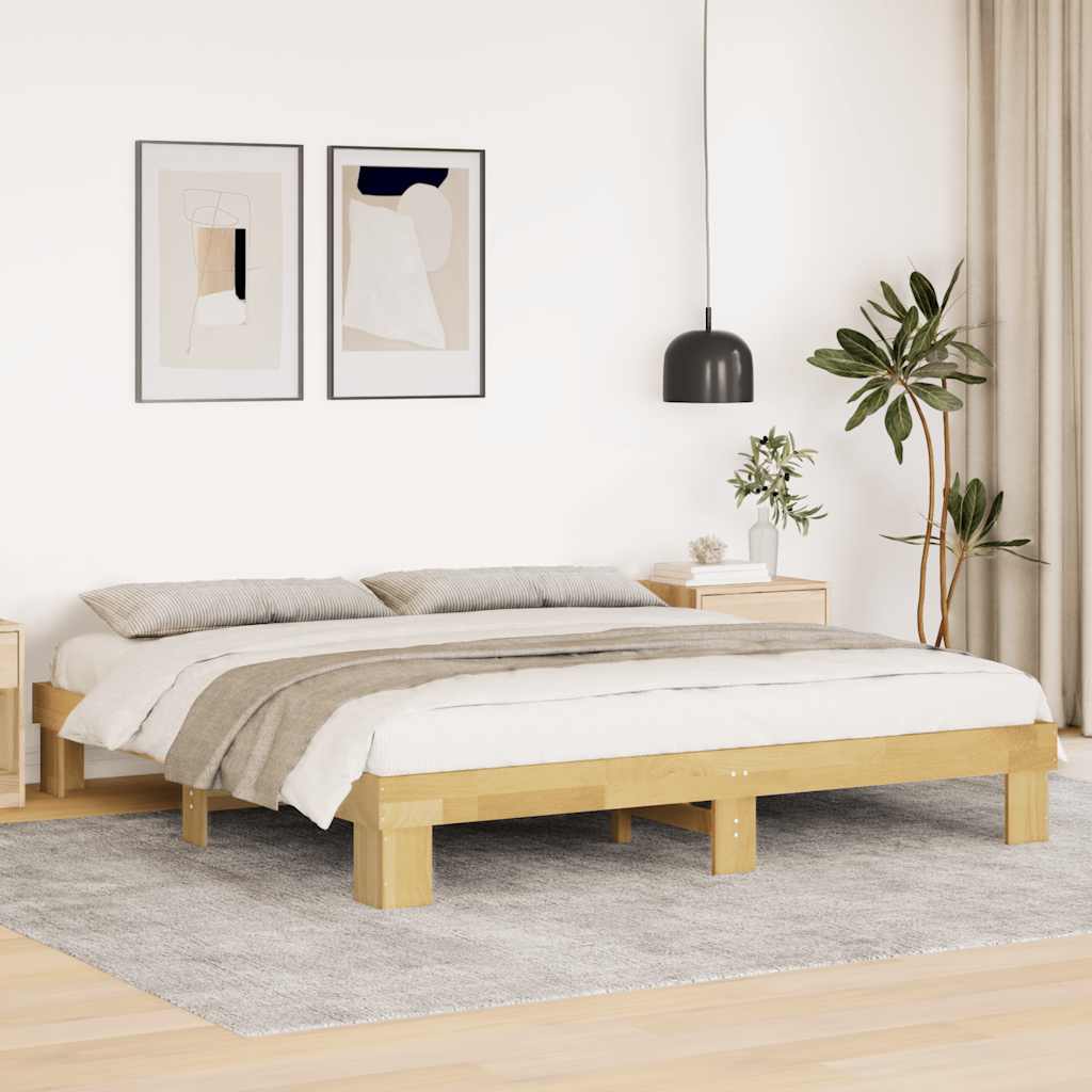 Vetonek Estructura de cama sin colchón 180x200 cm madera maciza roble