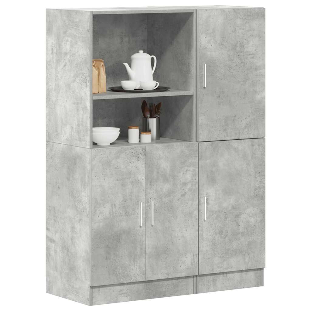 Vetonek Set de muebles de cocina 2 pzas madera ingeniería gris hormigón