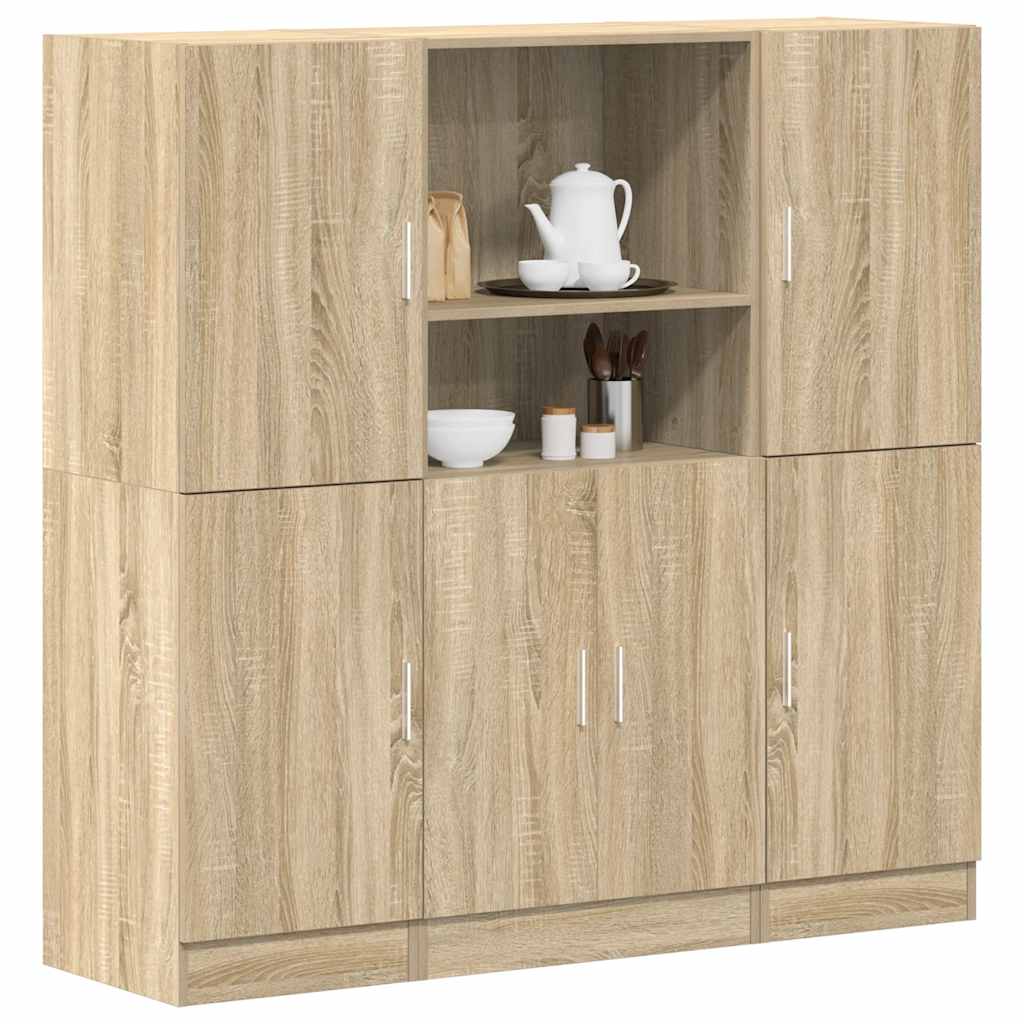 Vetonek Set de muebles de cocina 3 pzas madera ingeniería roble sonoma