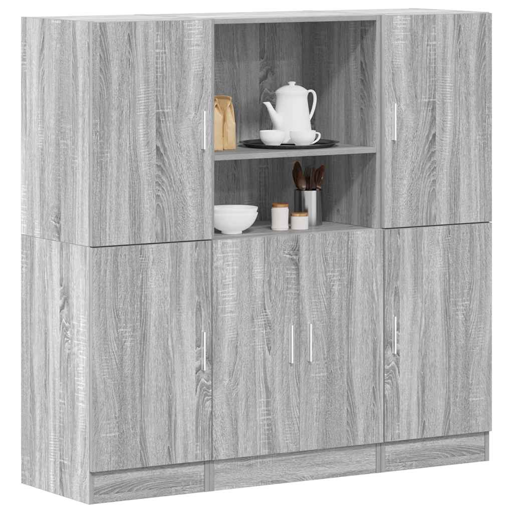 Vetonek Set de muebles de cocina 3 pzas madera ingeniería gris sonoma