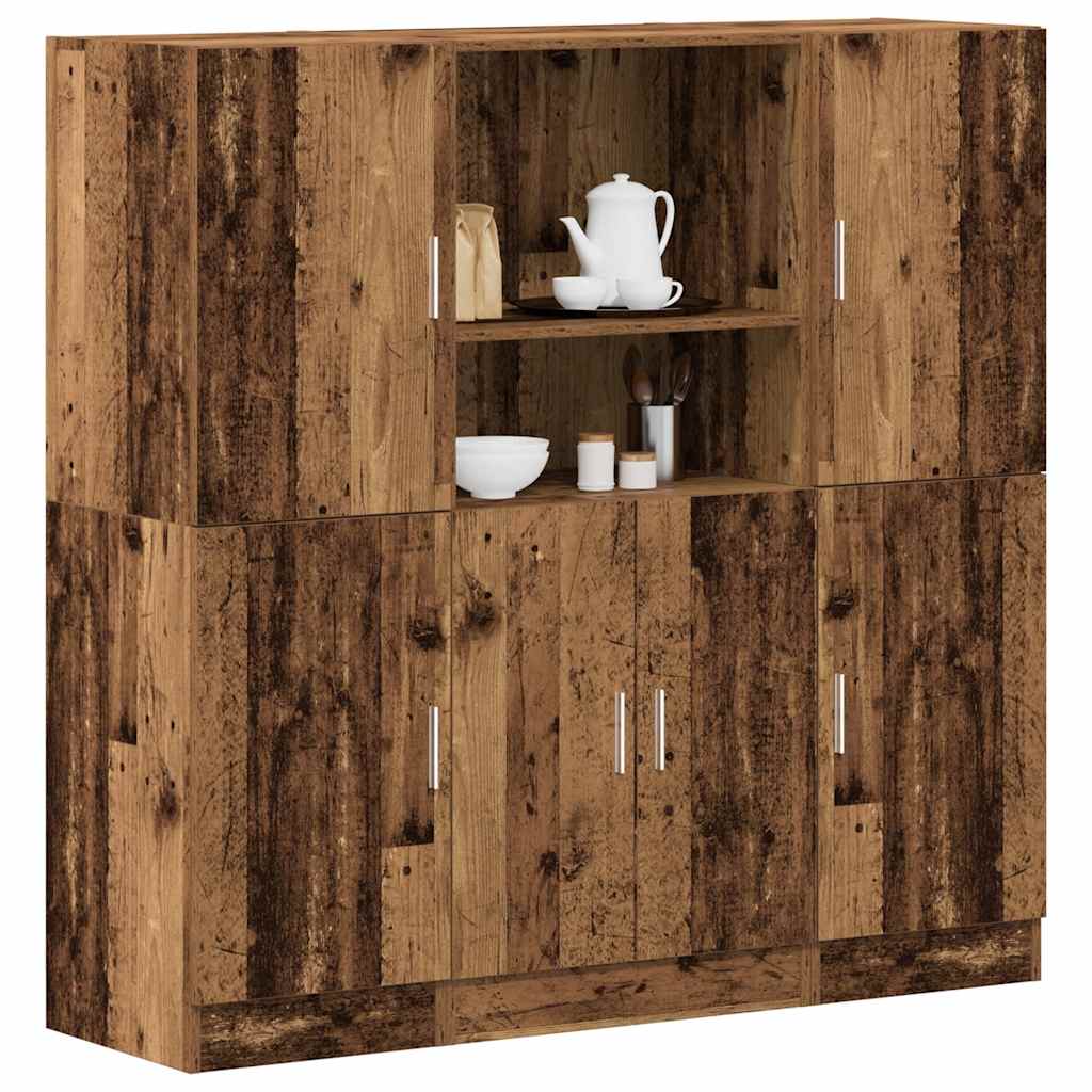 Vetonek Mueble de cocina 3 piezas madera contrachapada madera vieja